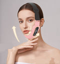 Woman wearing the microcurrent face massager band