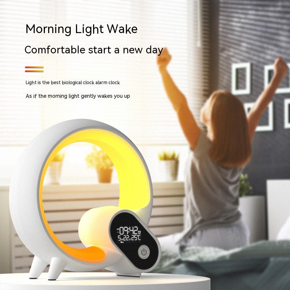 Sunrise wake-up light on a bedside table