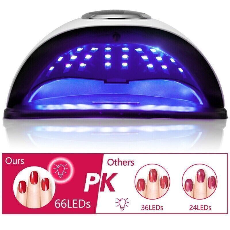 Gel nail lamp curing a manicure